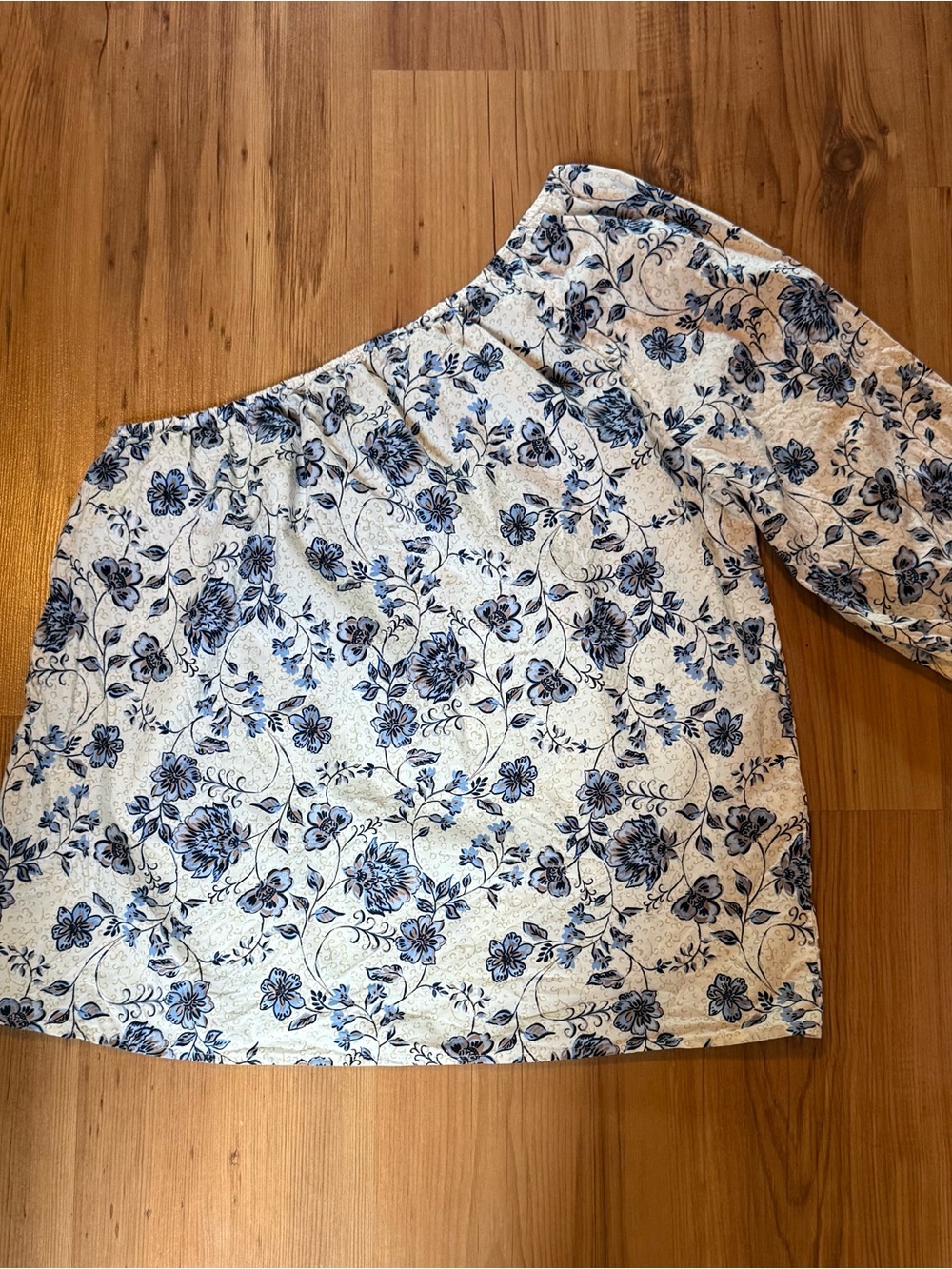 J. Jill Blue Floral One-Shoulder Blouse